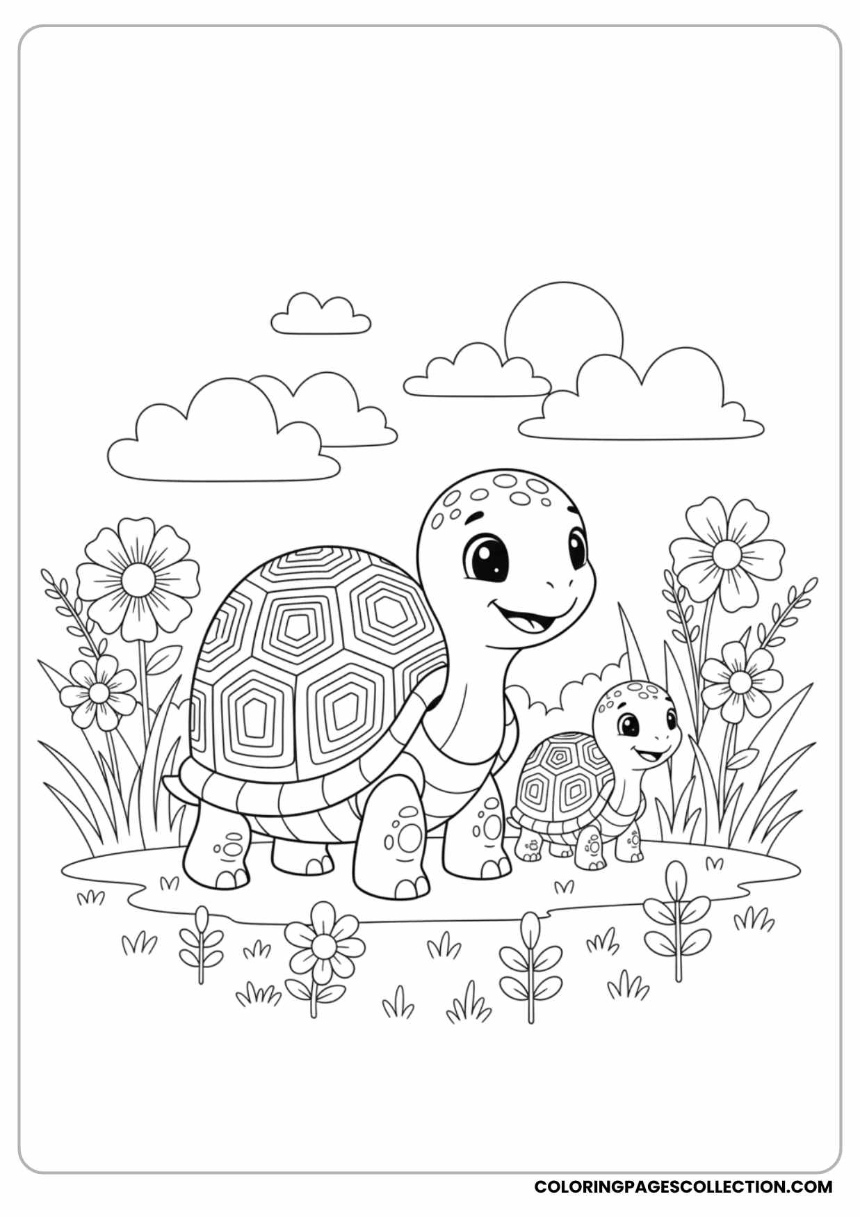 Turtle Family Coloring Page