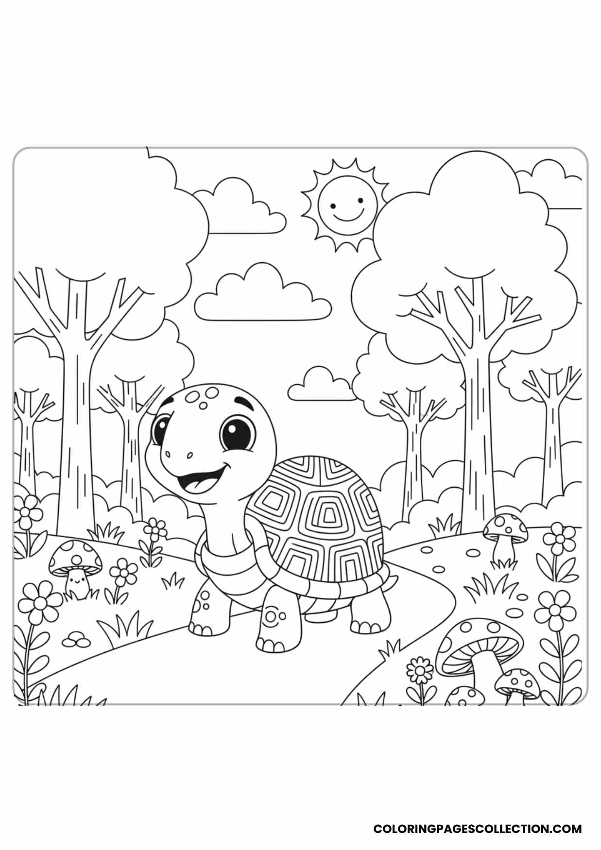 Turtle in a Forest Scene