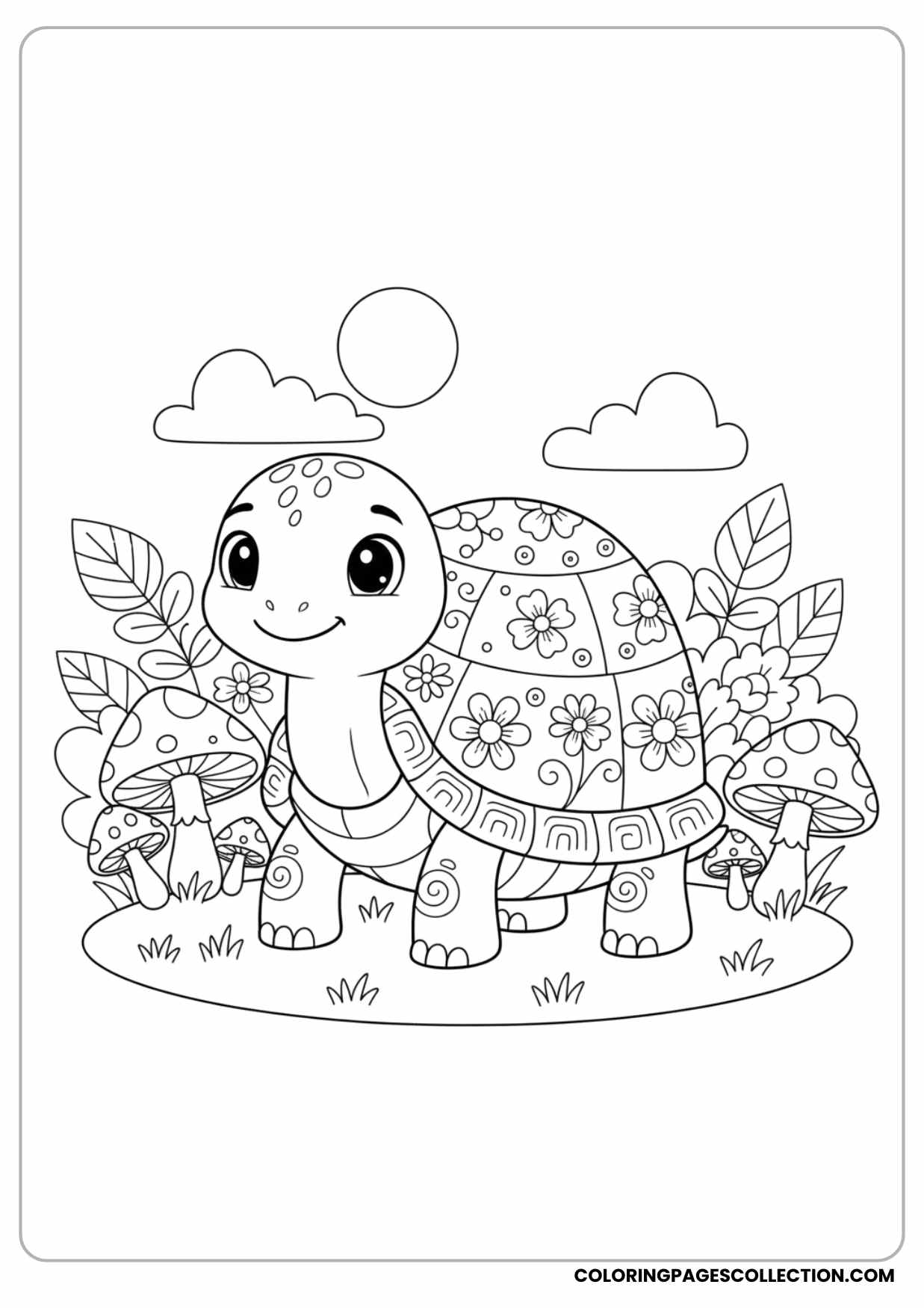 Flower Turtle Coloring Page