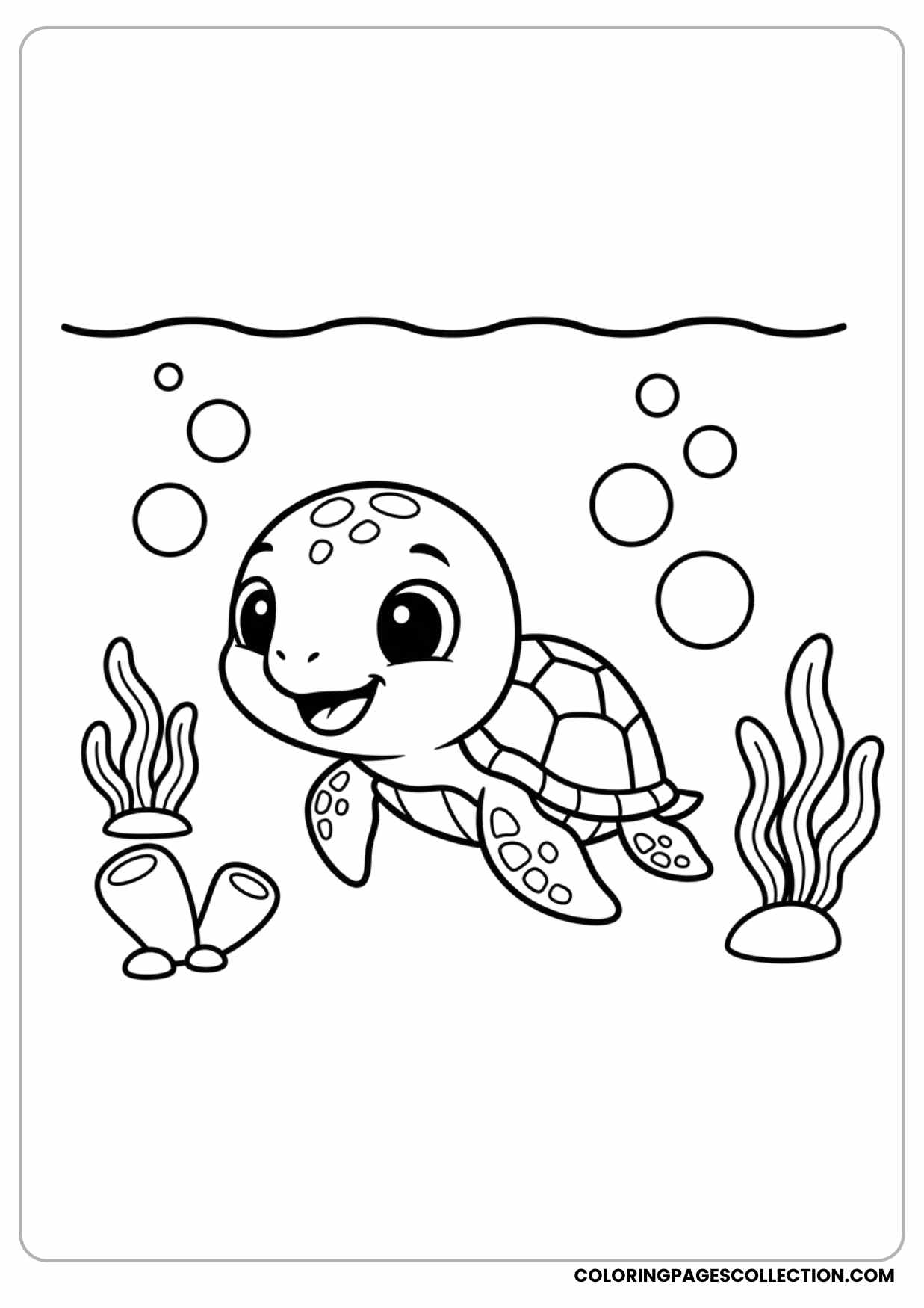 Simple Toddler Sea Turtle Coloring Page