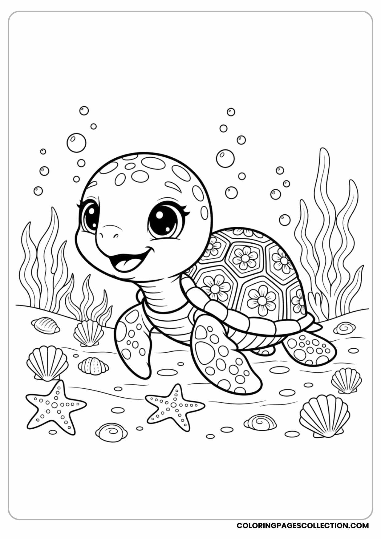 Playful Baby Turtle Exploring Ocean Floor