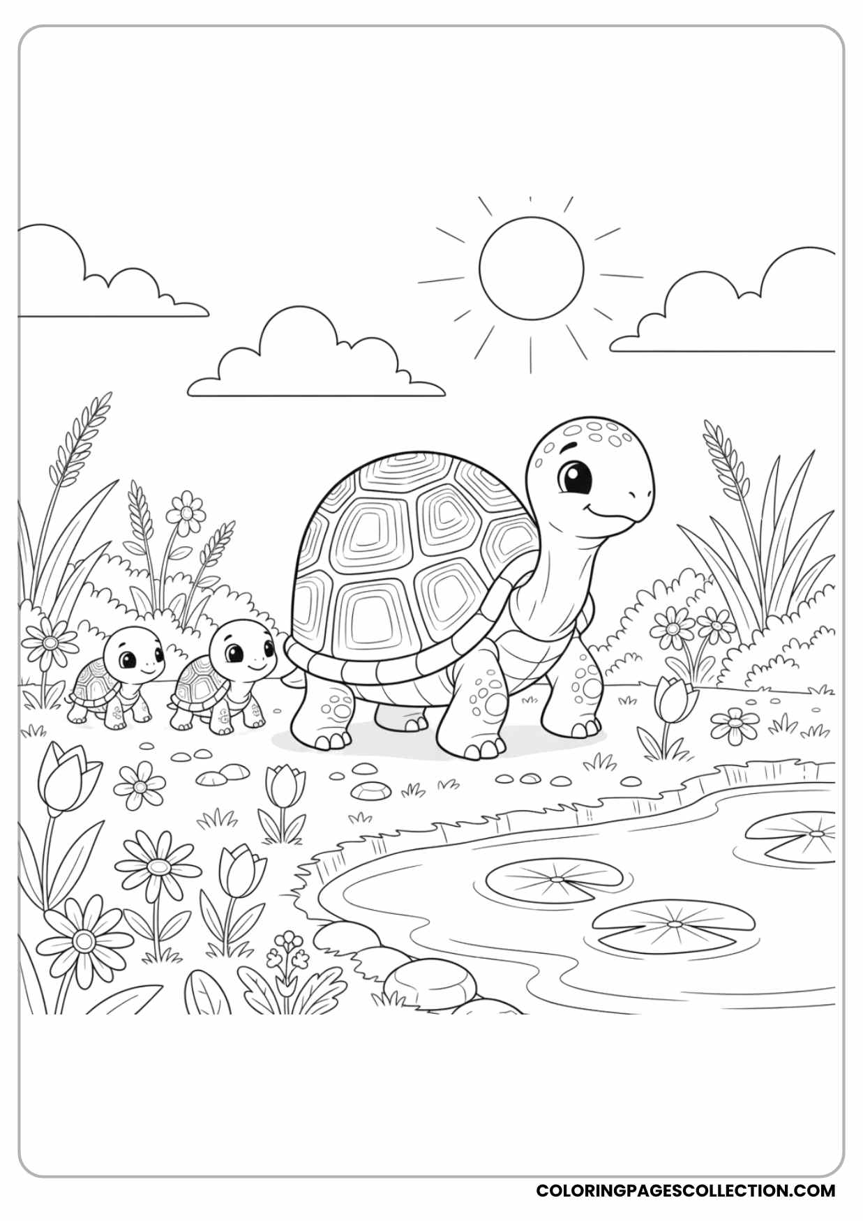 Mother Turtle with Baby Turtles