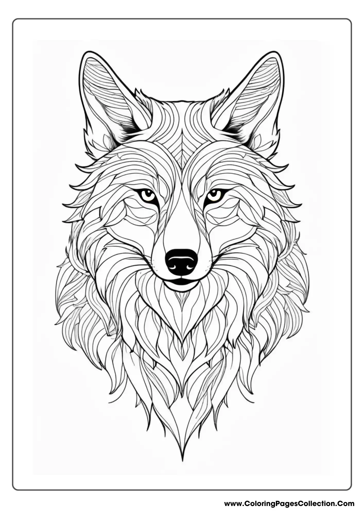 wolf coloring pages, Realistic Wolf