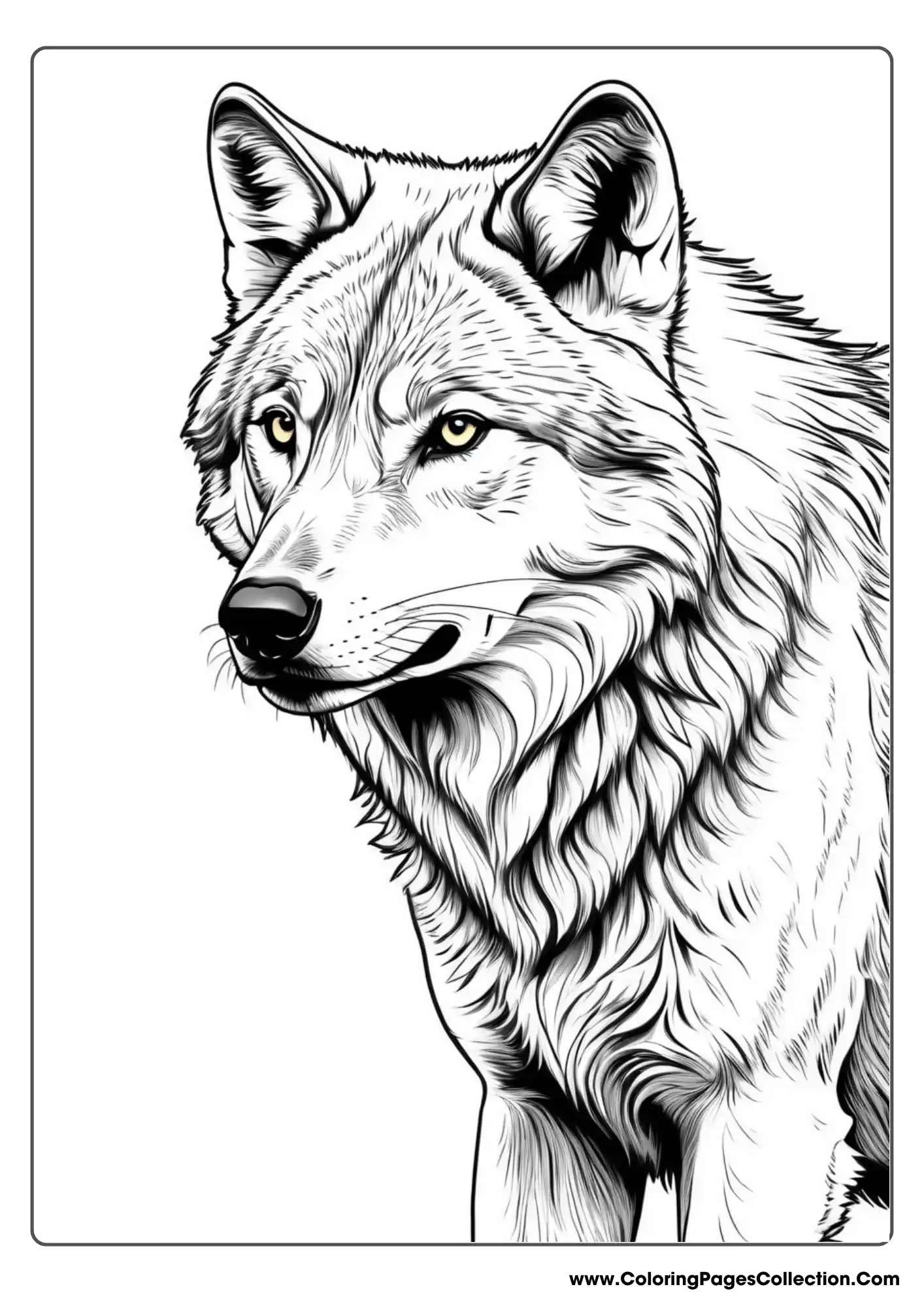 wolf coloring pages, Realistic Wolf