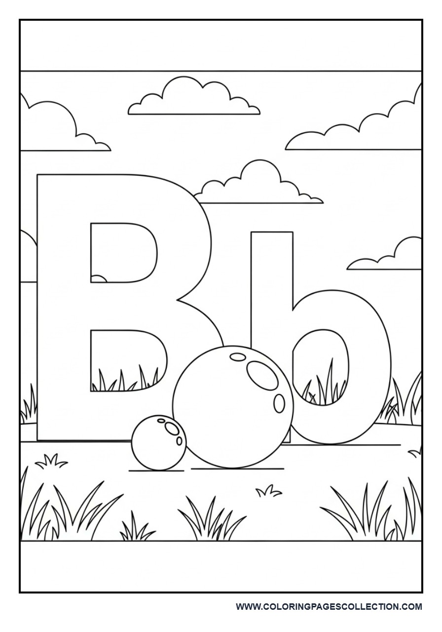 B Letter with Big and Small Objects