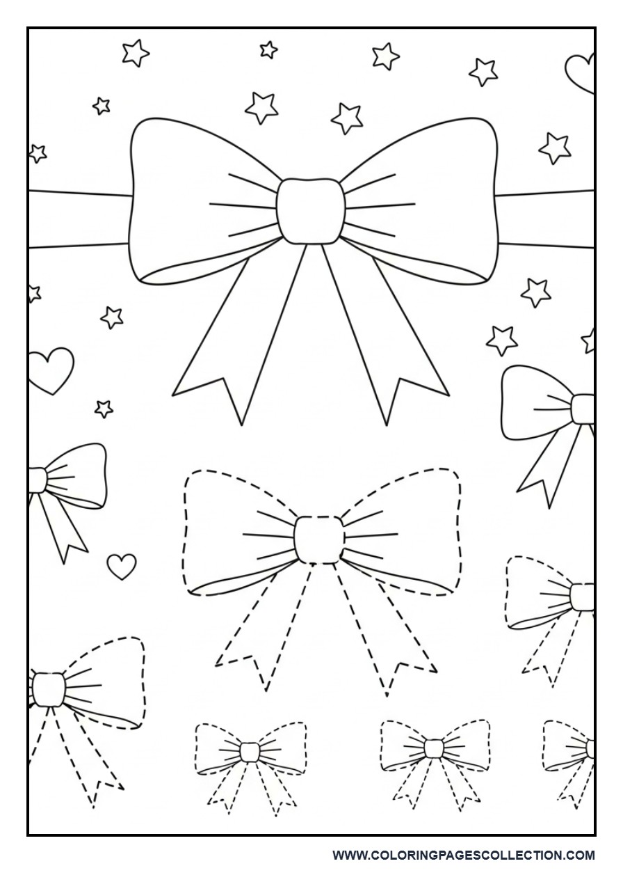 Bow Coloring + Trace Activity Page