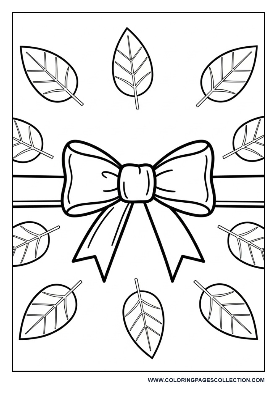 Bow with Leaf Pattern Background