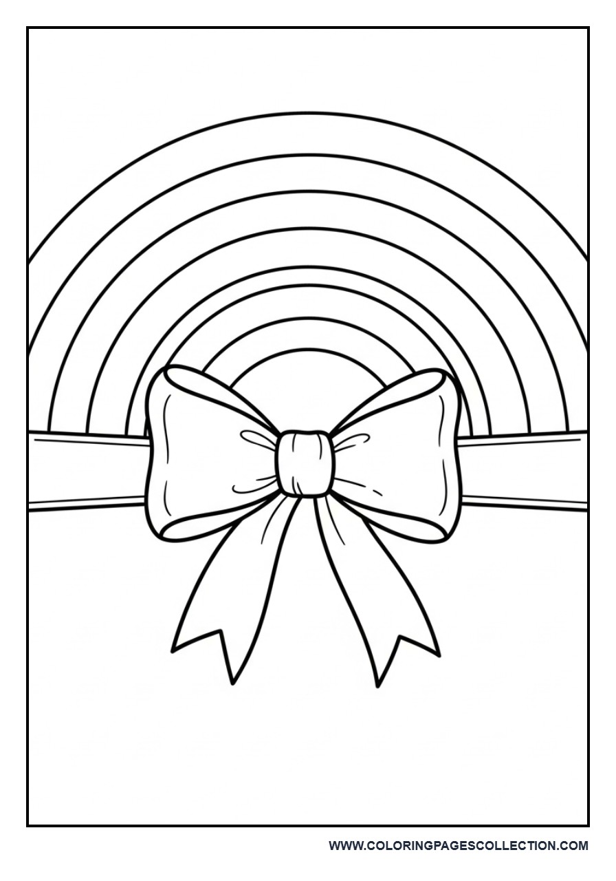Bow with Simple Rainbow Arcs Background