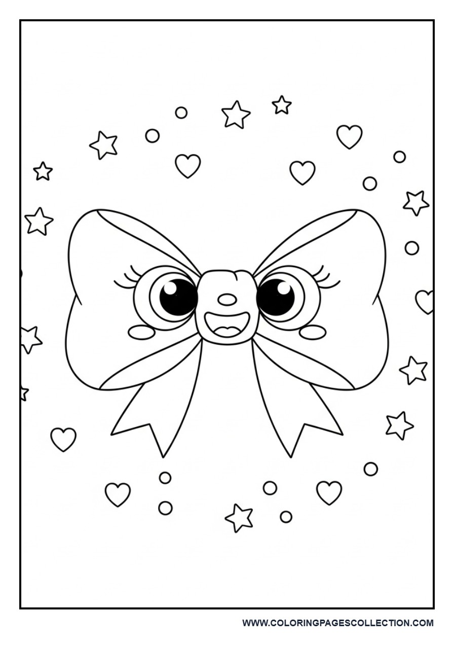 Cartoon Bow with Stars and Hearts Mix