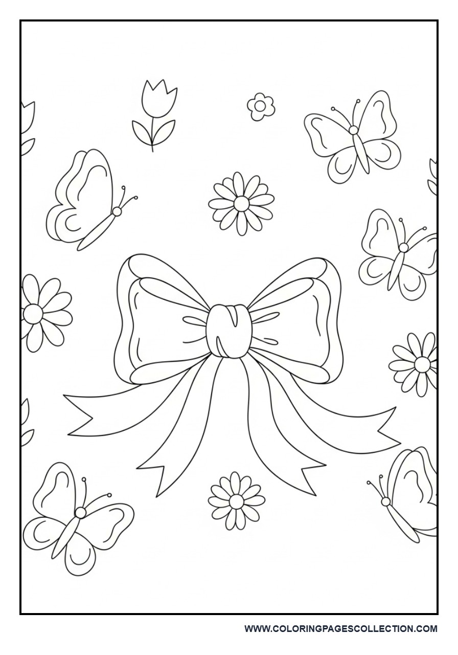 Garden Theme Bow with Butterflies
