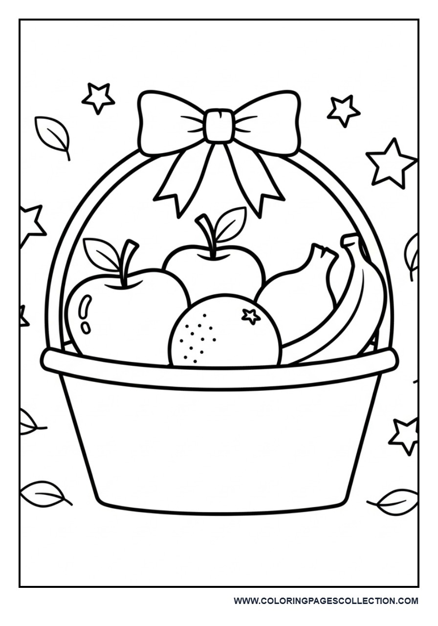 Gift Basket with Bow and Fruits