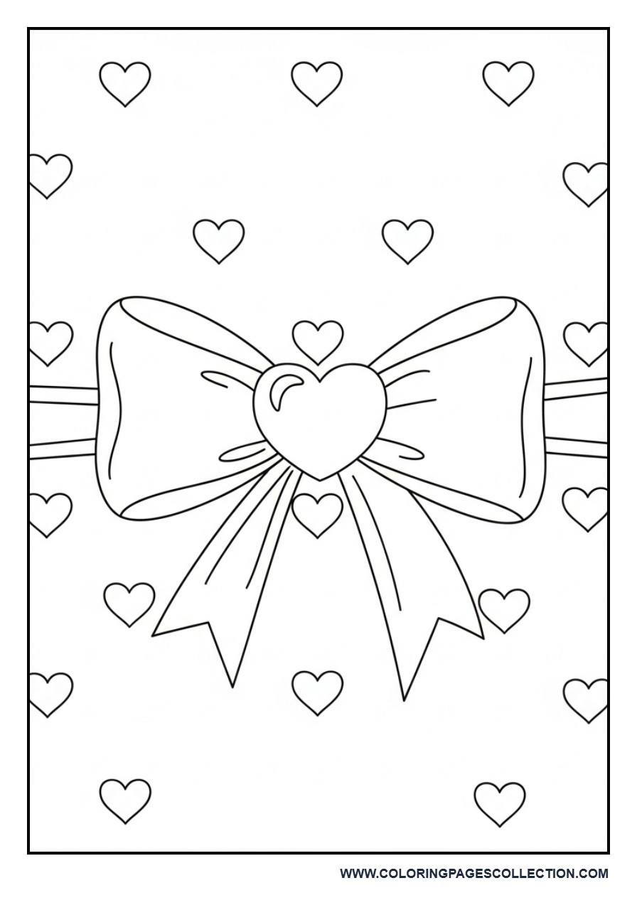 Heart Knot Bow with Mini Hearts Pattern