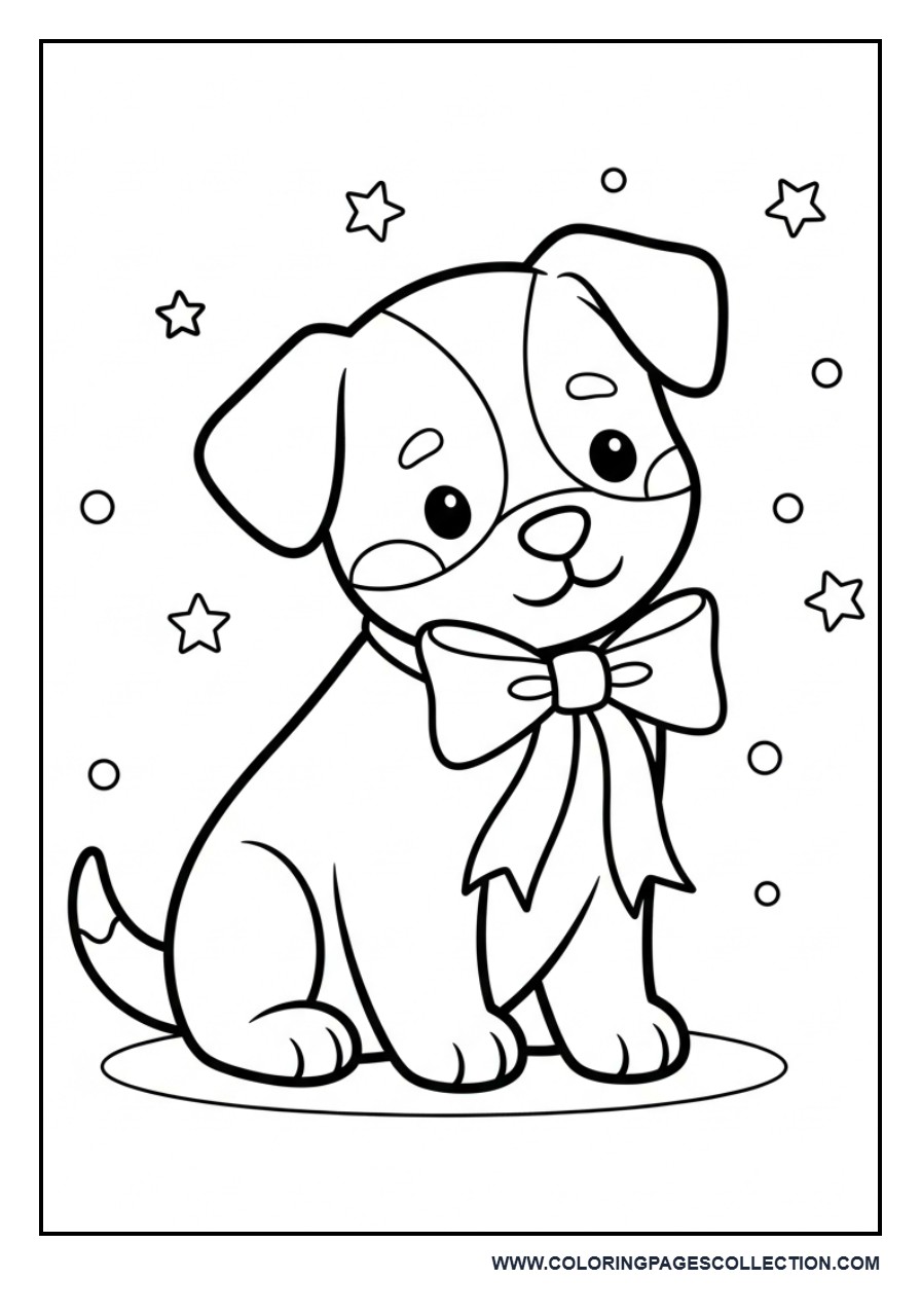 Puppy with Ribbon Bow