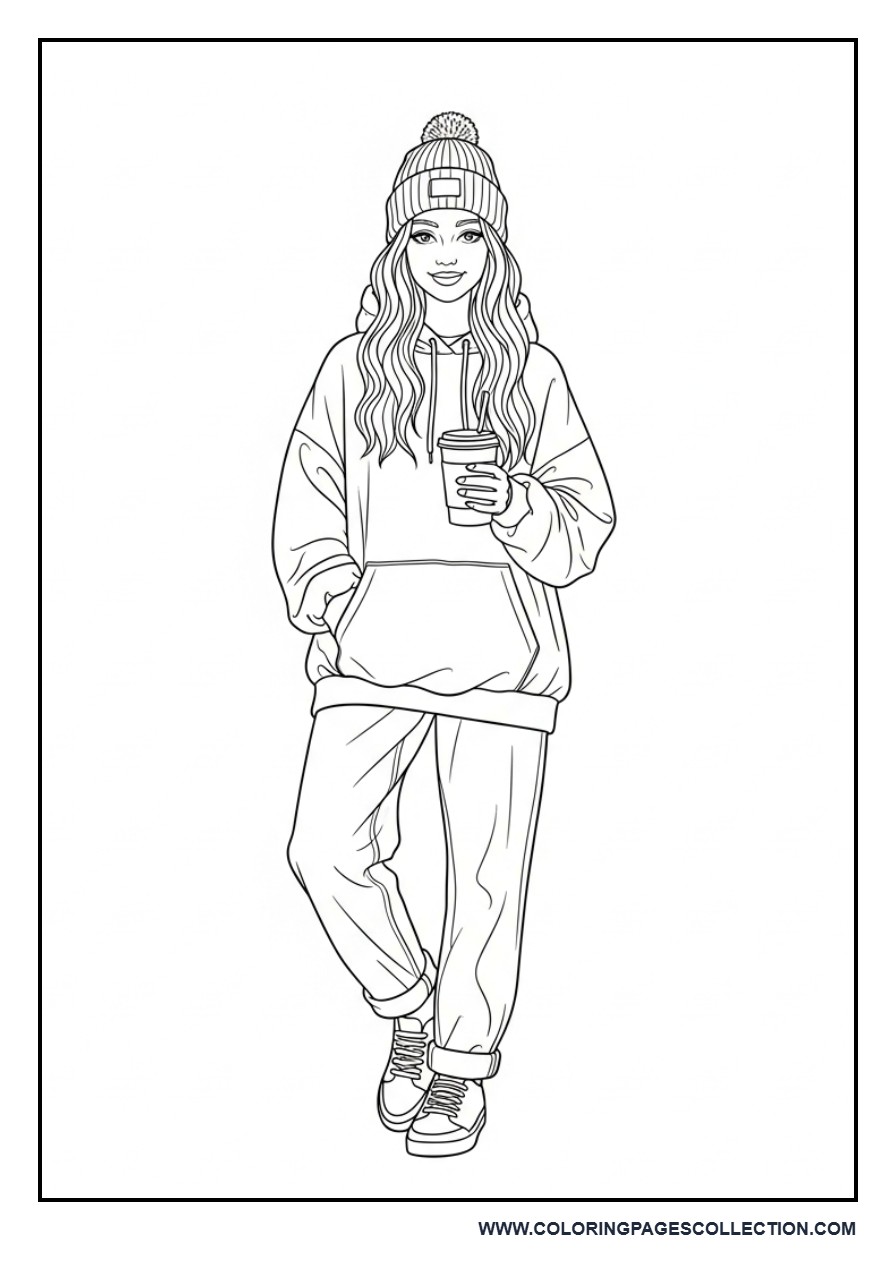 Aesthetic Teen Girl with Coffee