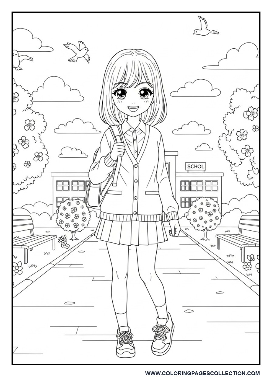 Anime-Inspired School Girl