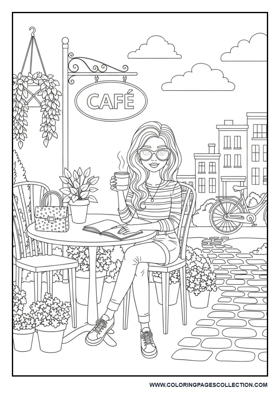 Stylish Teen at a Cozy Café