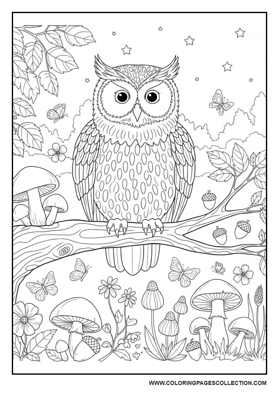 Wise Owl in the Forest