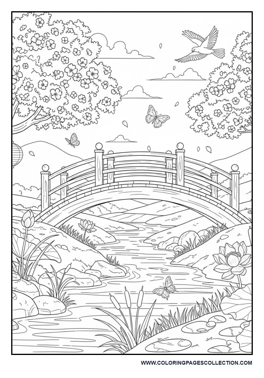 Beautiful Cherry Blossom Bridge