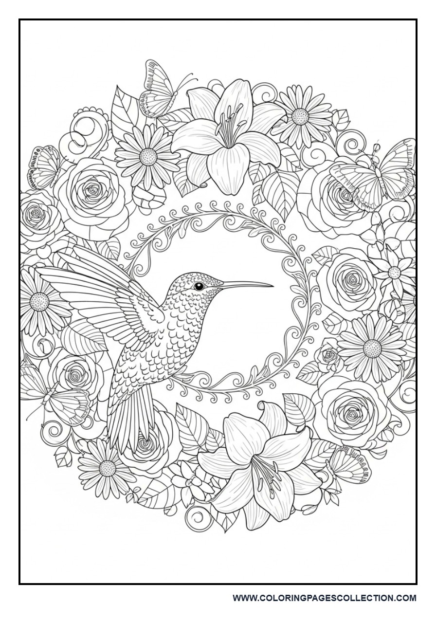 Hummingbird Floral Mandala