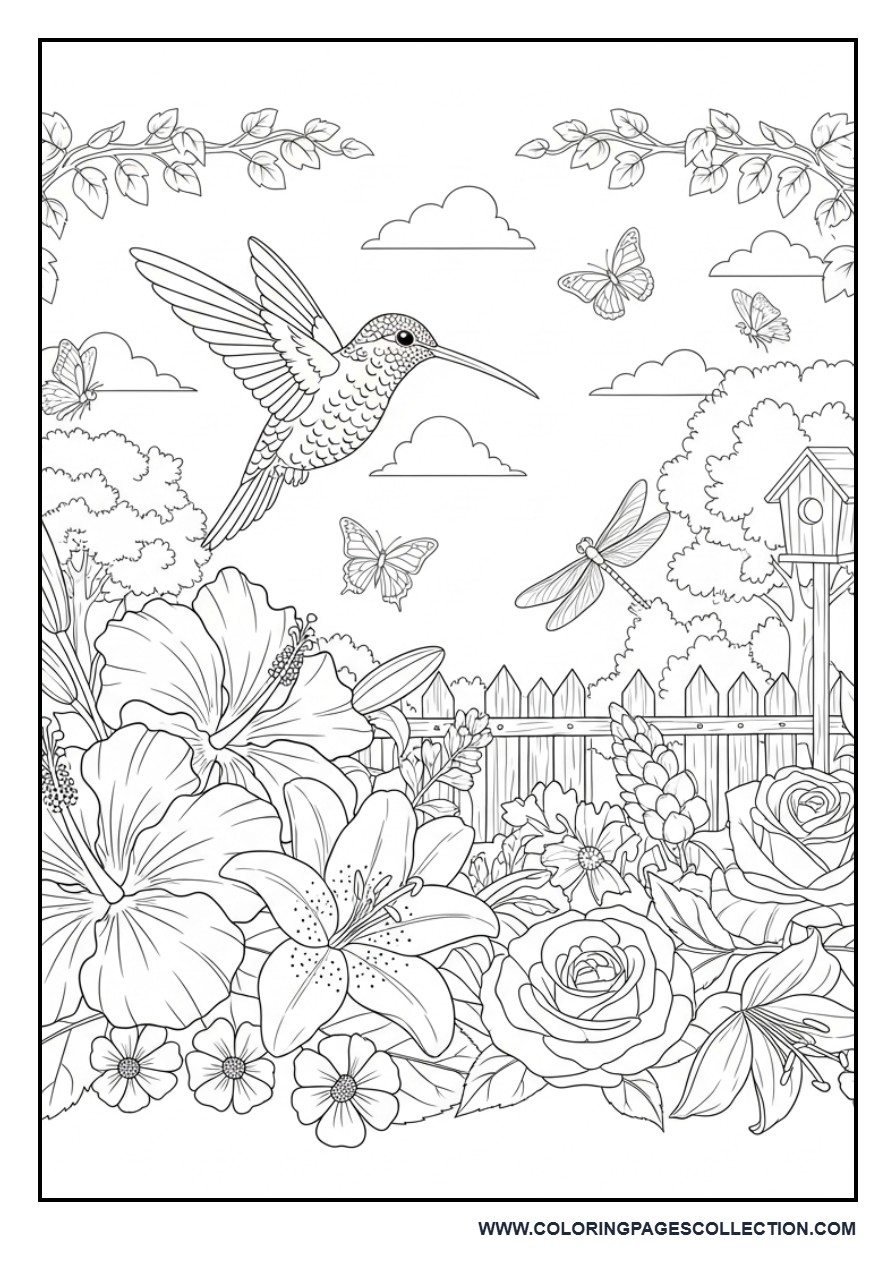 Hummingbird Floral Paradise
