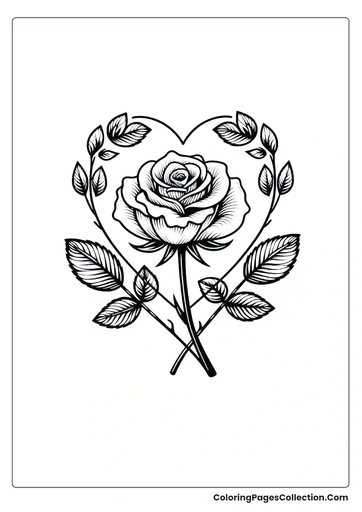 A Single Rose Stem Forming A Heart Shape