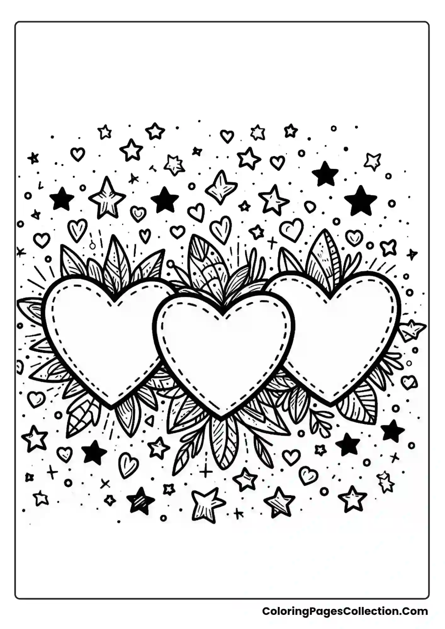 Three Small Hearts With Stars Around Them