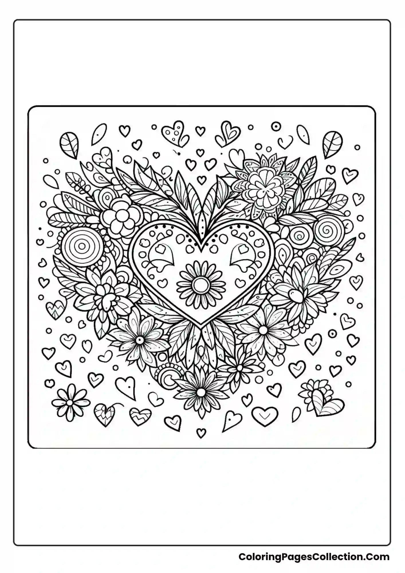 A Heart Surrounded By Smaller Hearts And Flowers