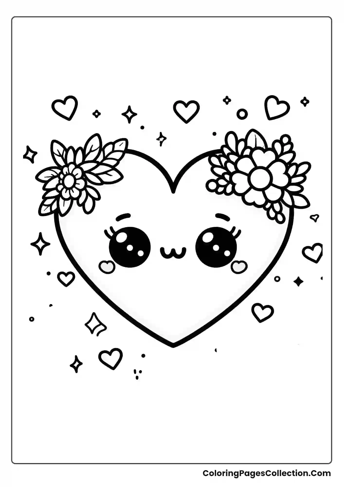 A Heart With A Kawaii Face And Rosy Cheeks