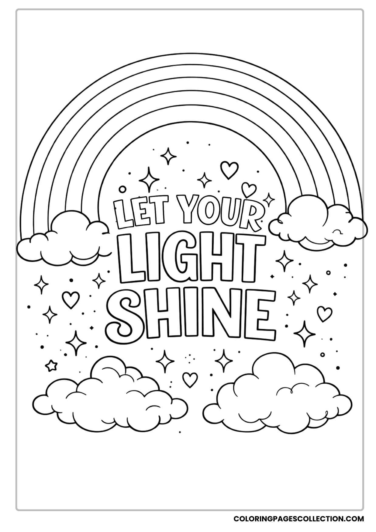 rainbow sky inspiration let your light shine coloring page