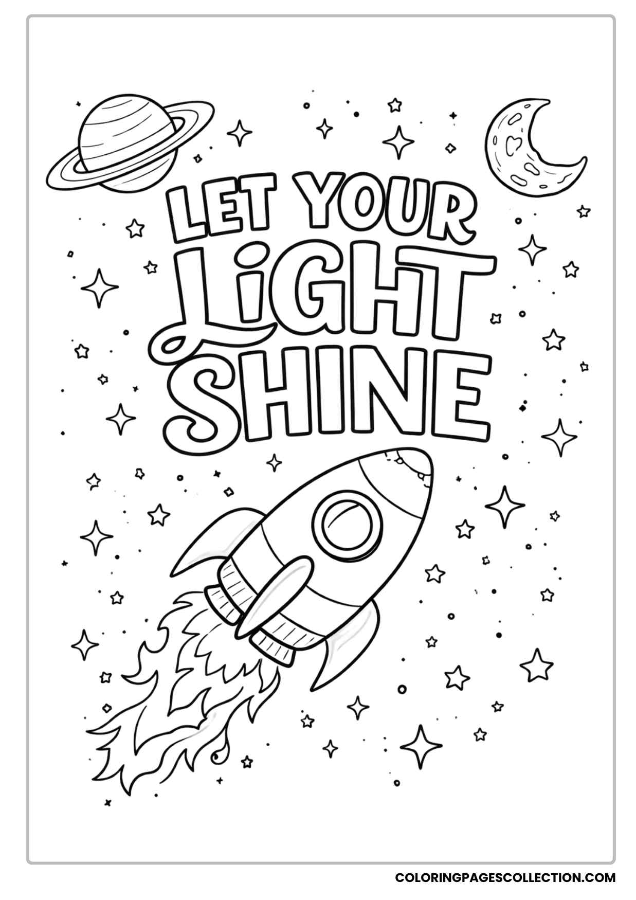 rocket to the stars let your light shine coloring sheet