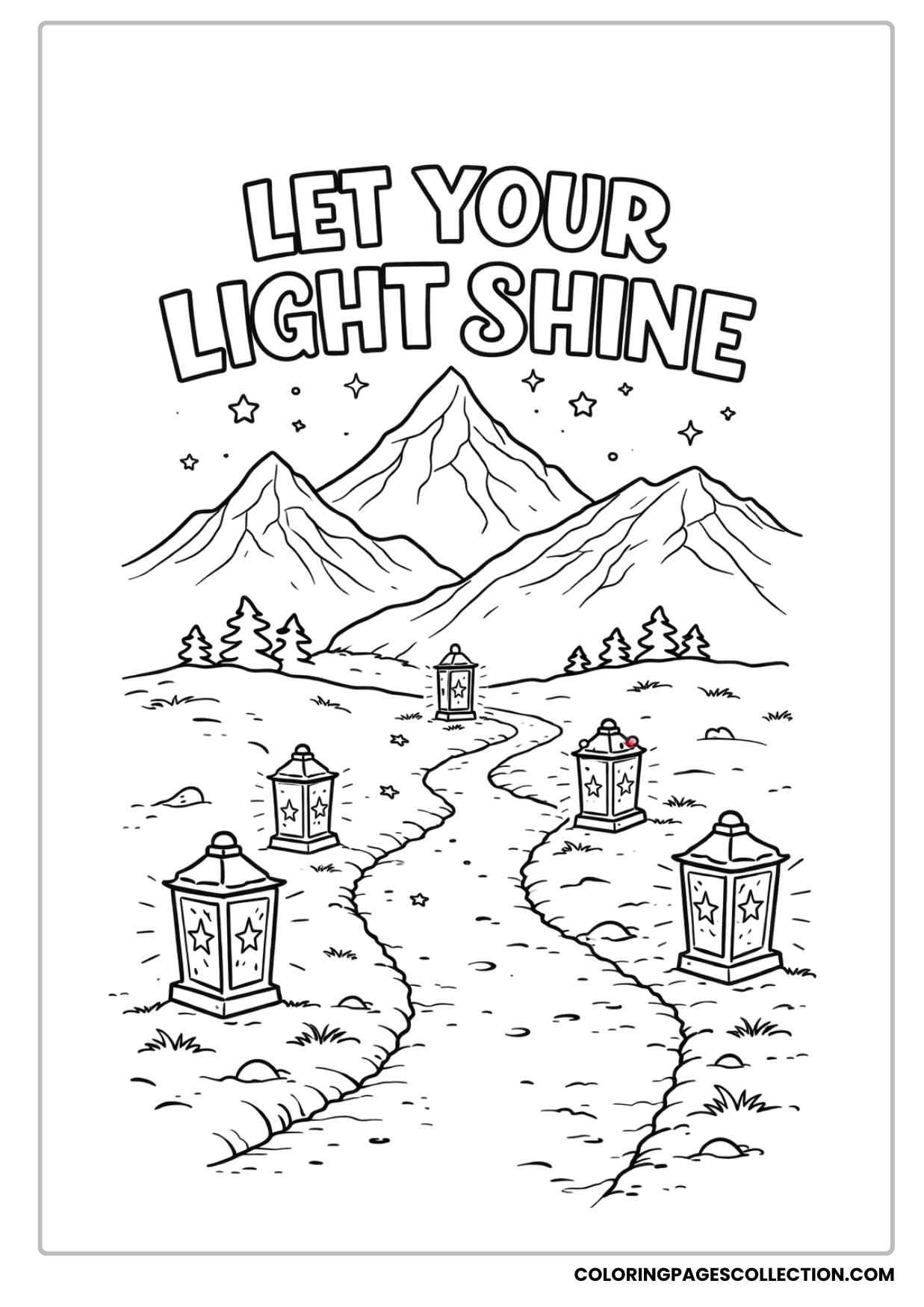 mountain path of light let your light shine coloring page