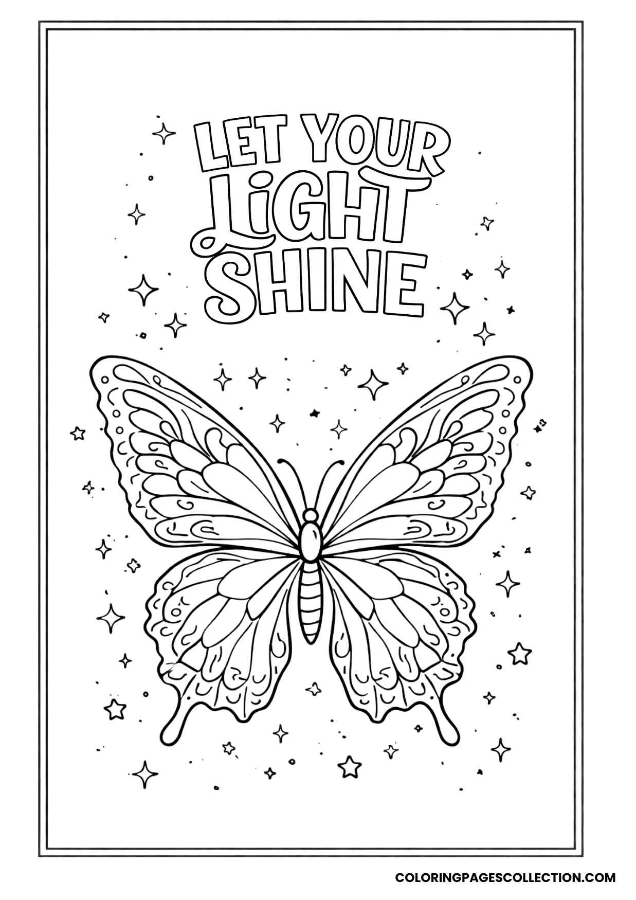 butterfly of faith let your light shine coloring sheet