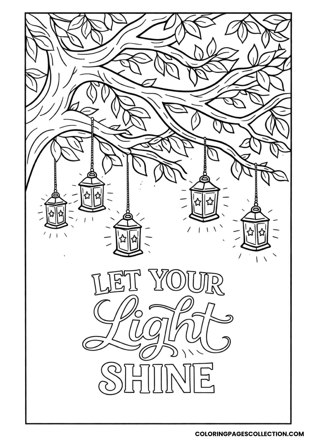 hanging lanterns glow let your light shine coloring page