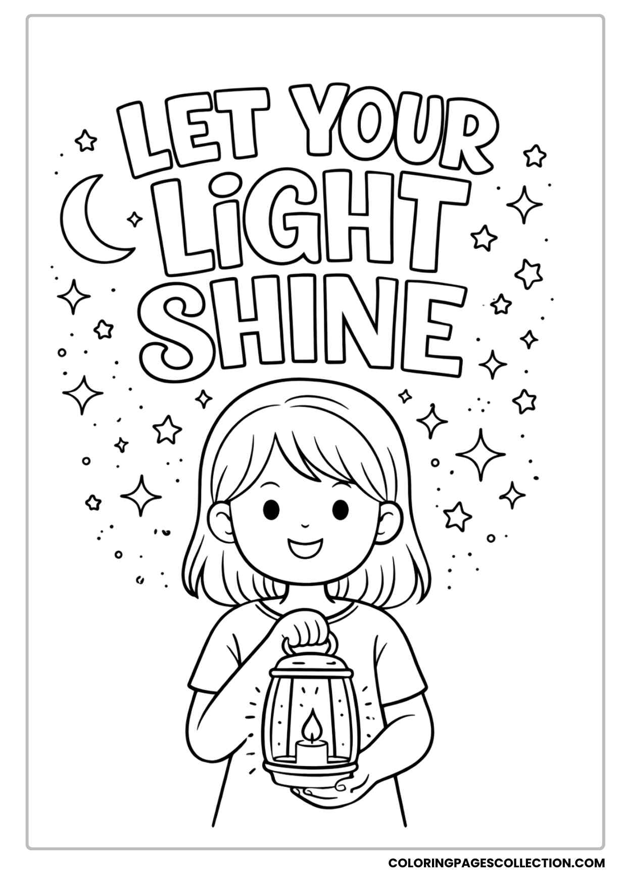 smiling girl with lantern let your light shine page