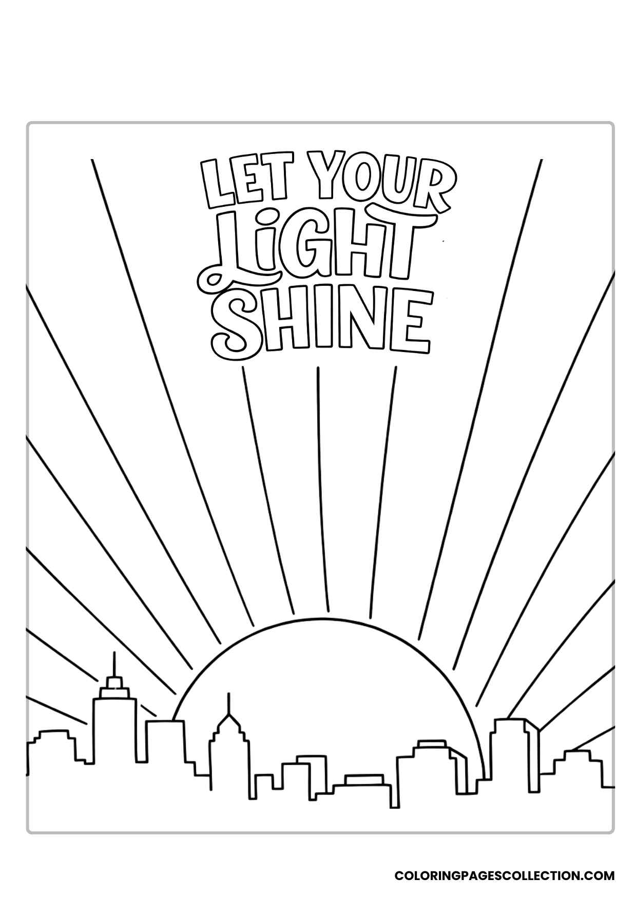 city sunrise radiance let your light shine coloring page