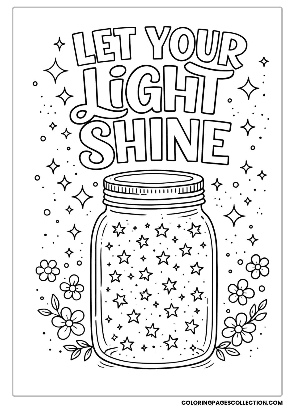 jar of stars glow let your light shine coloring sheet