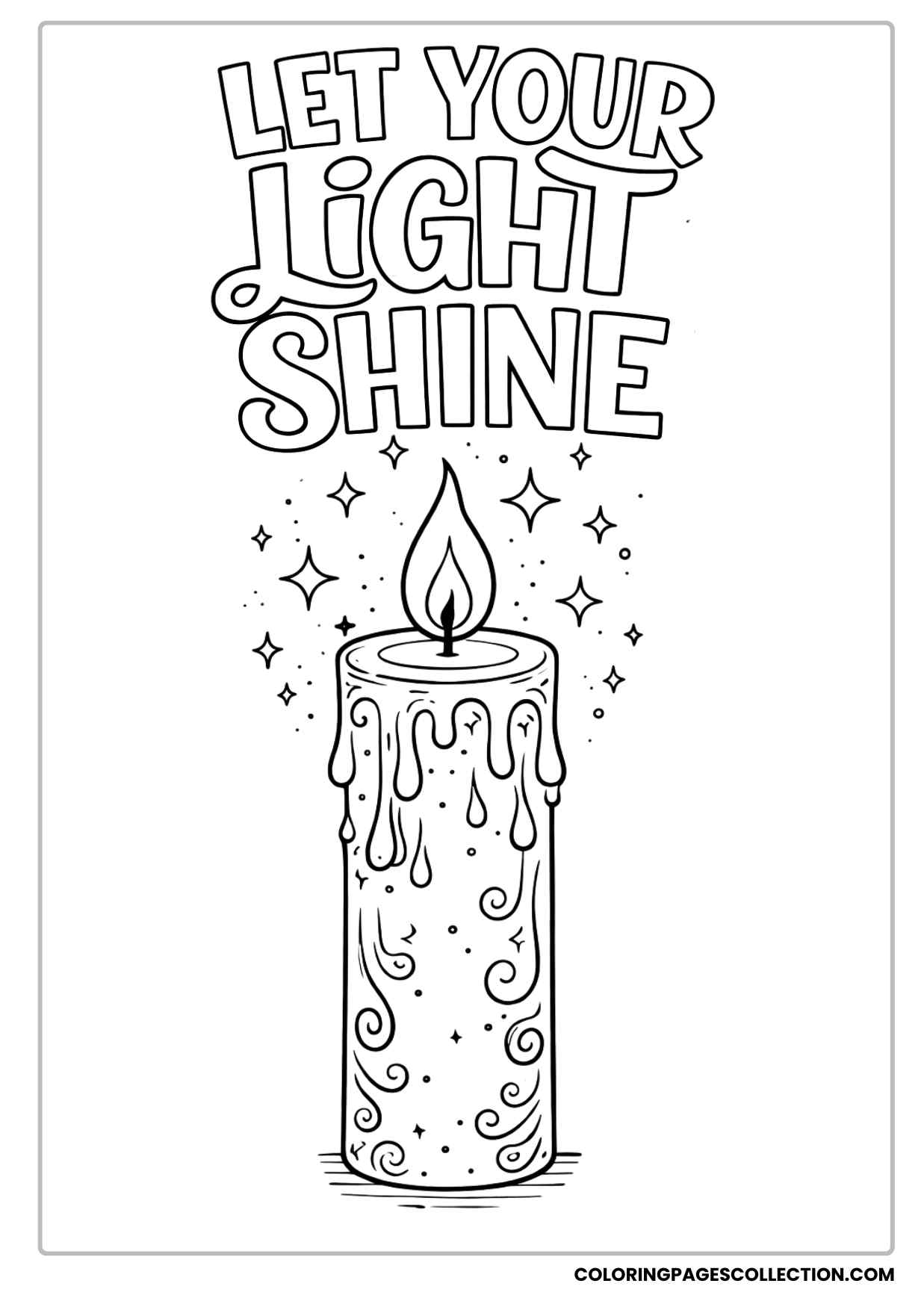 glowing candle light shine coloring page