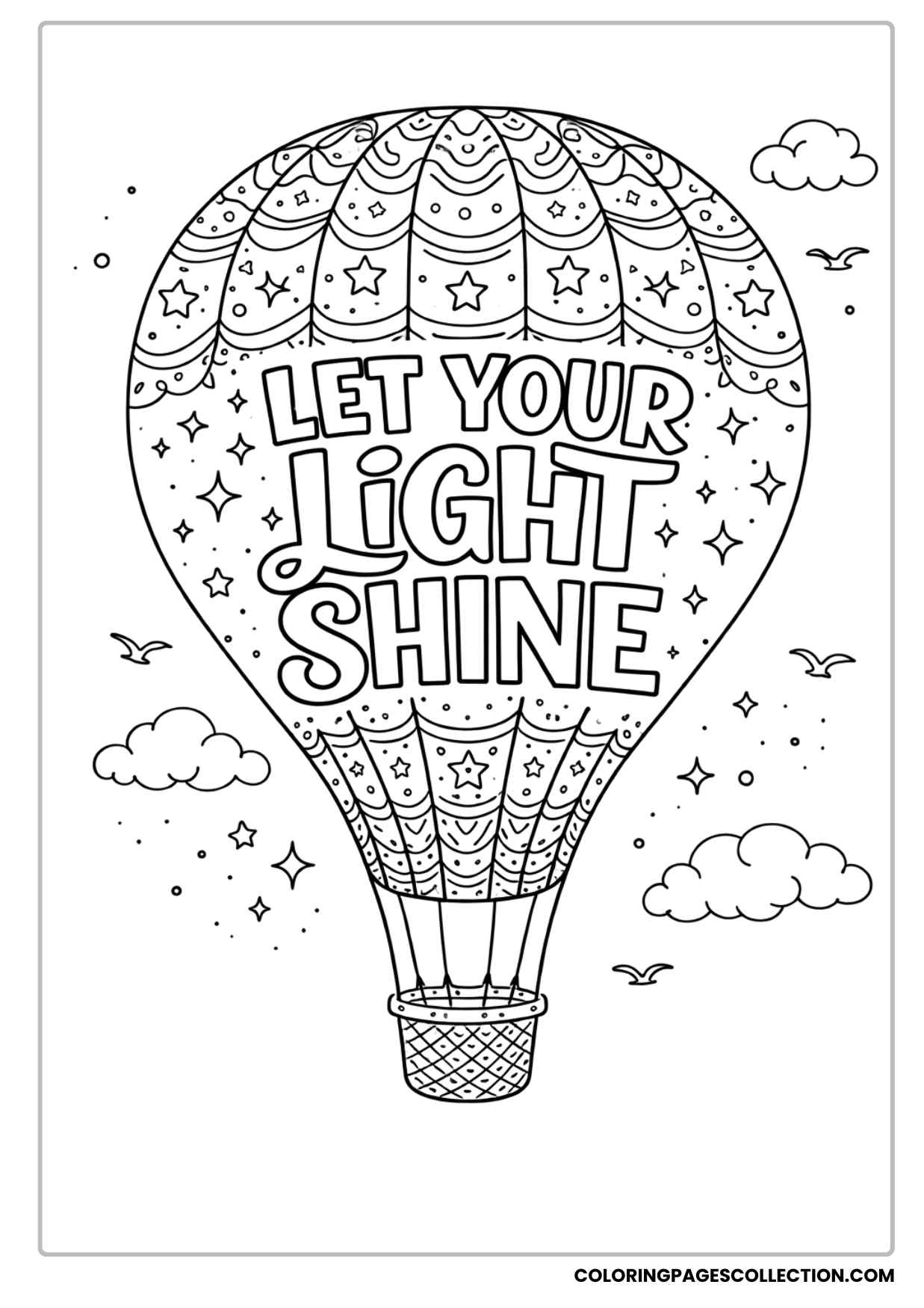hot air balloon inspiration let your light shine page