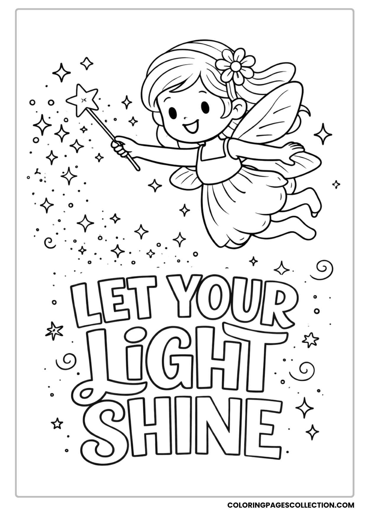 magical fairy sparkle let your light shine coloring sheet