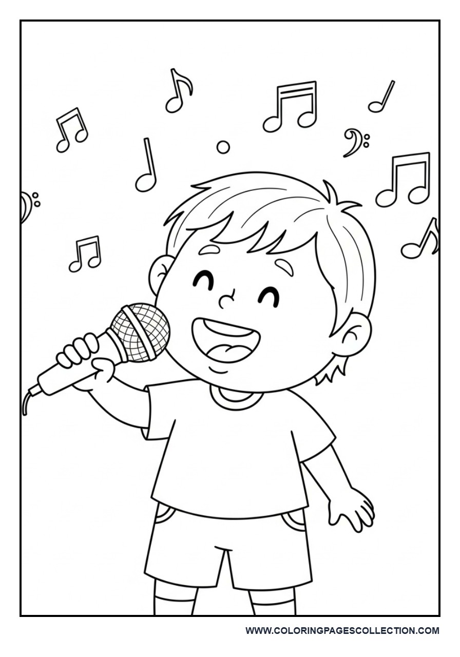 Cartoon Singer Coloring Page
