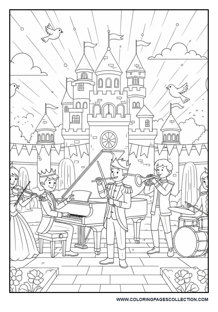 Castle Music Festival Coloring Page