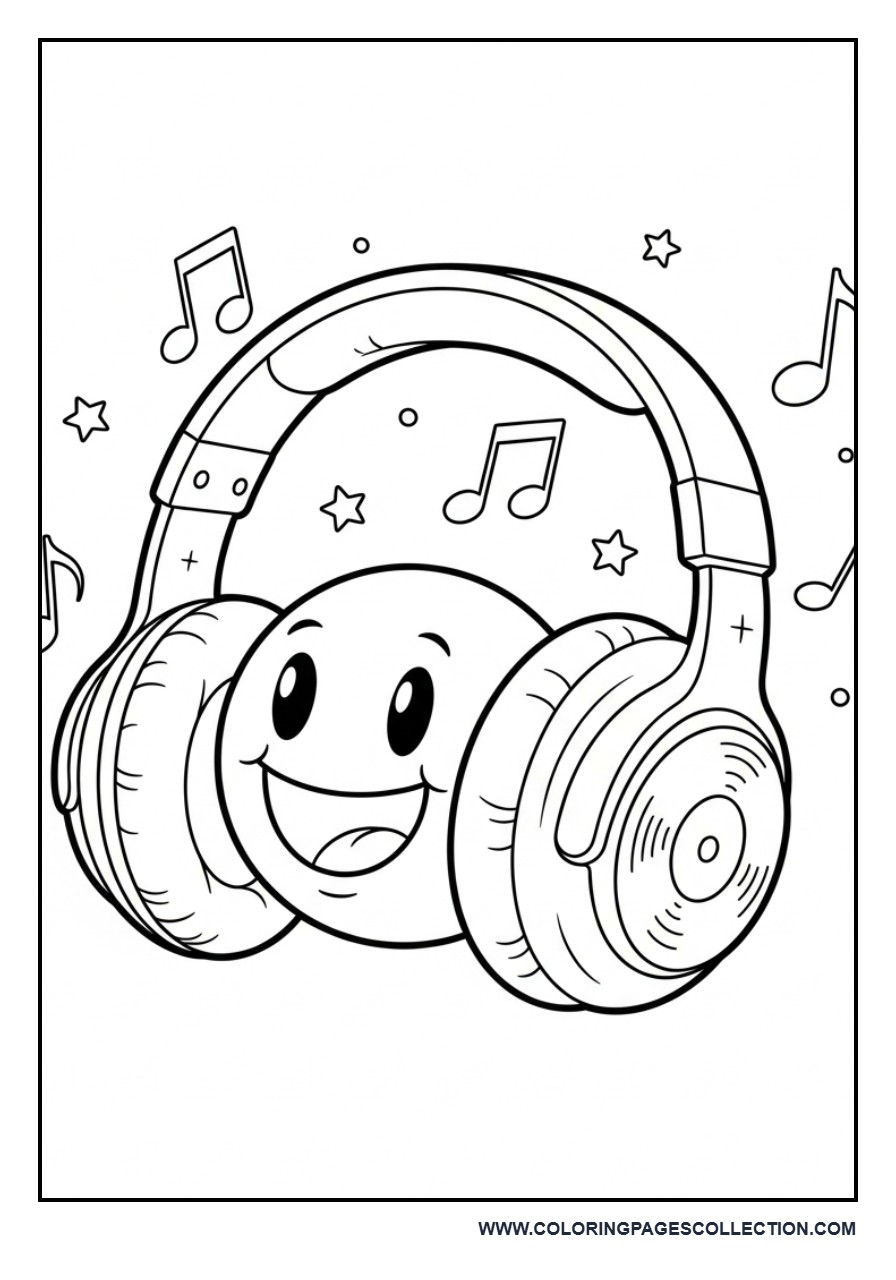 Cute DJ Headphones Coloring Page