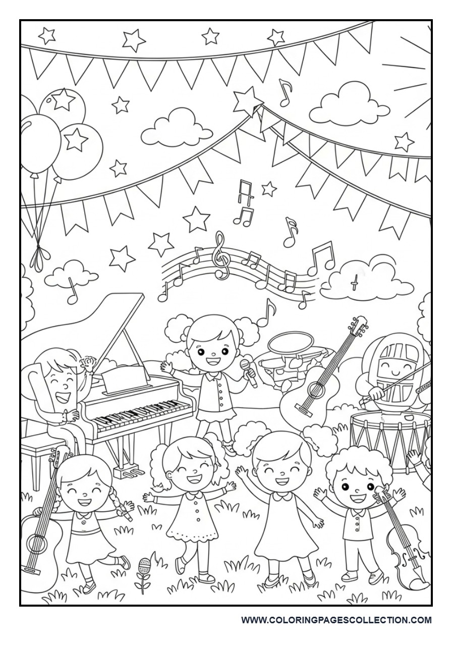 Giant Music Celebration Coloring Page