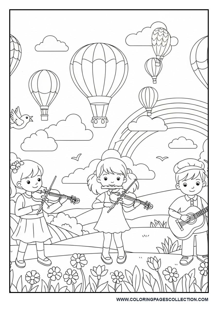 Music Balloon Festival Coloring Page