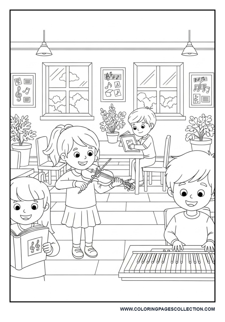 Music Library Coloring Page