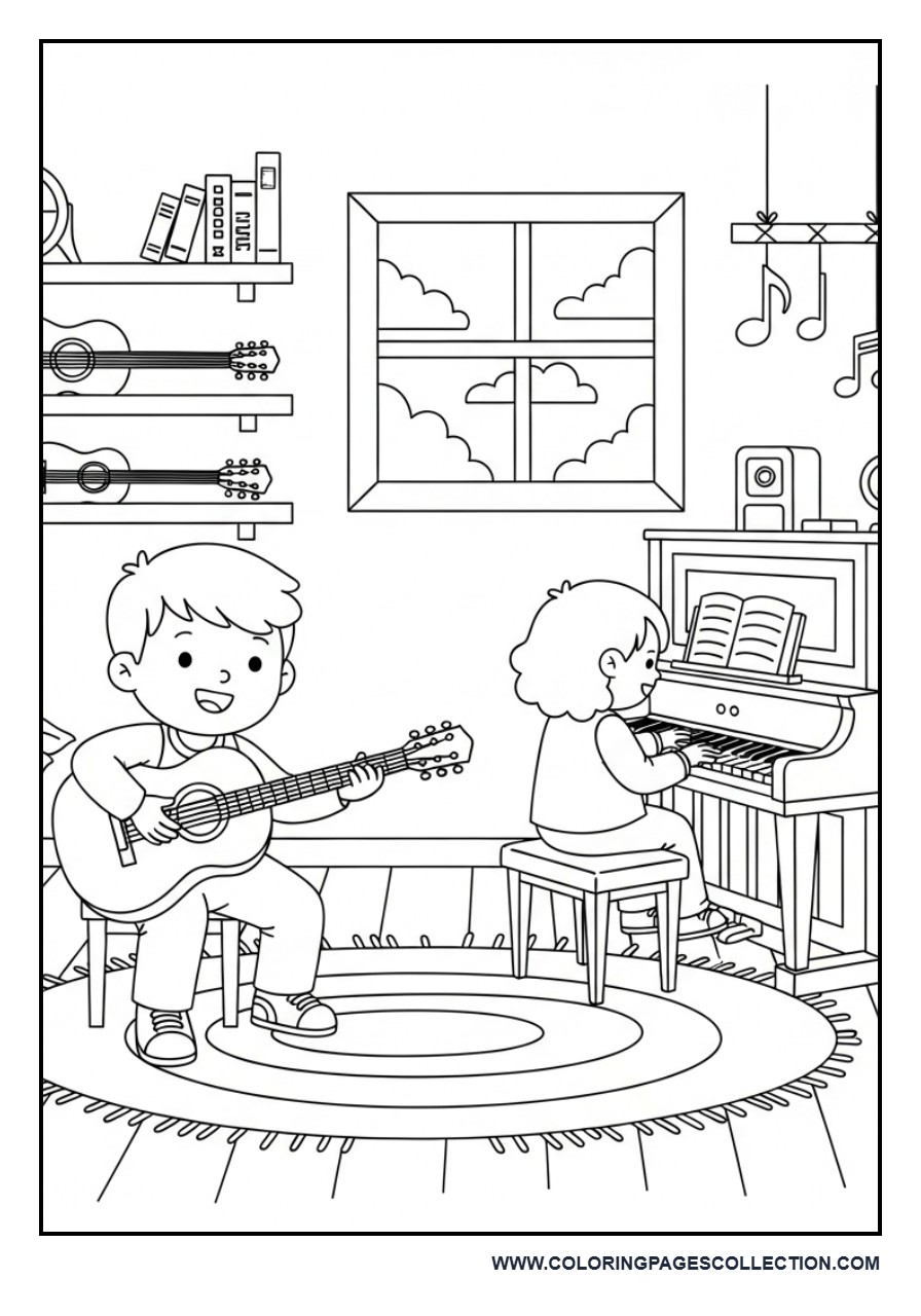 Music Room Coloring Page