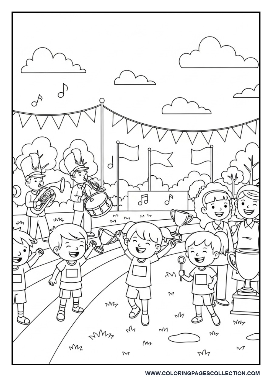 Music Sports Day Coloring Page
