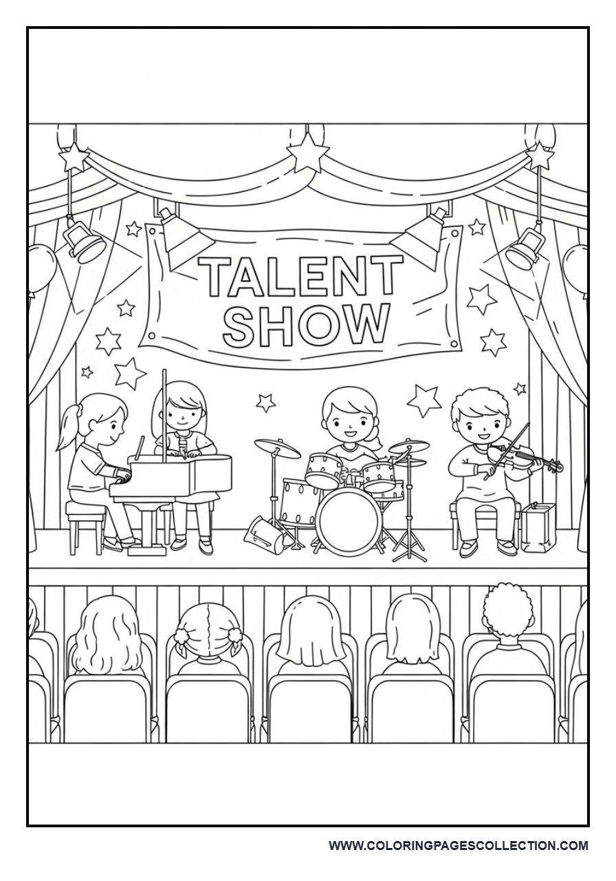 Music Talent Show Coloring Page