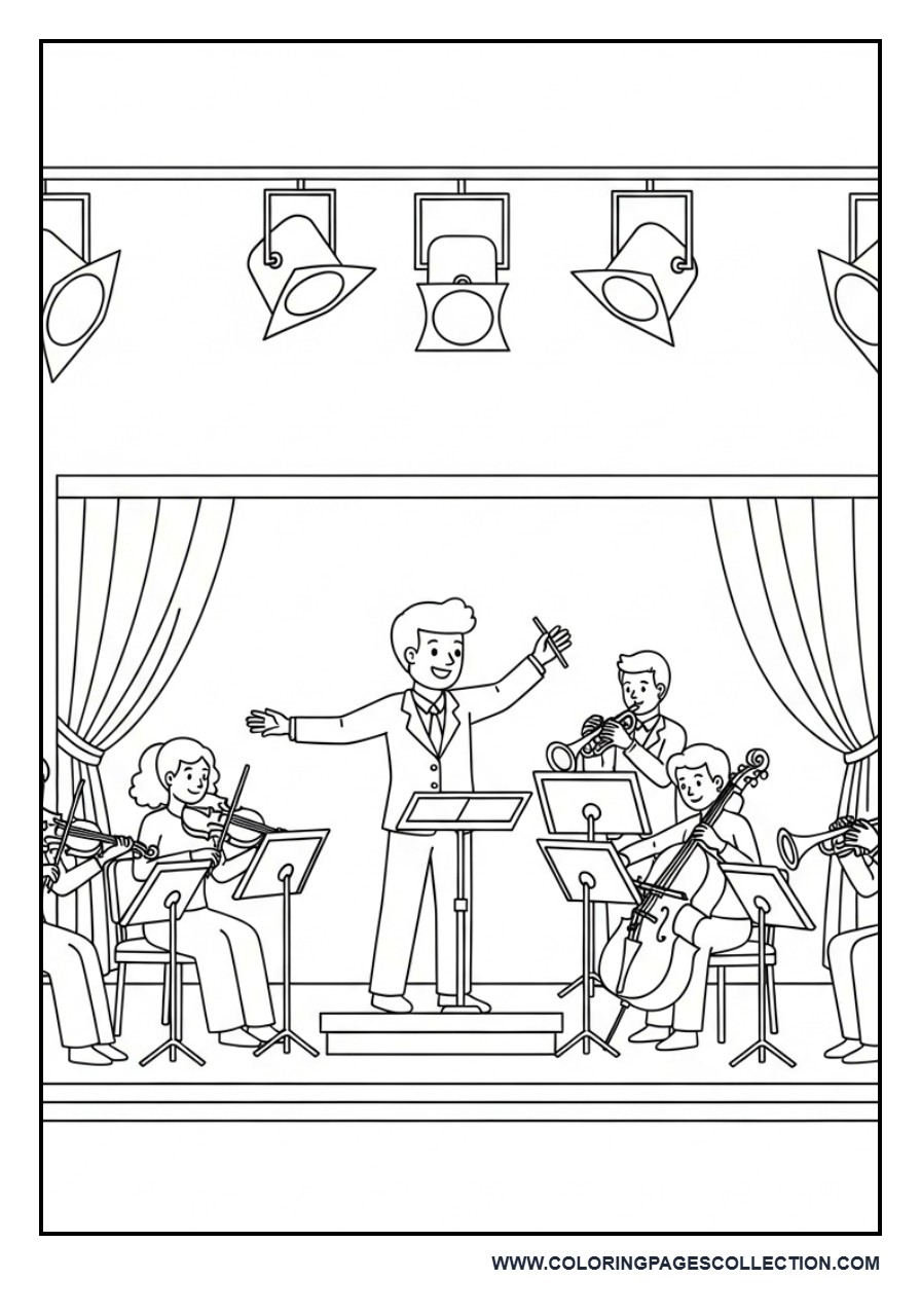Orchestra Performance Coloring Page