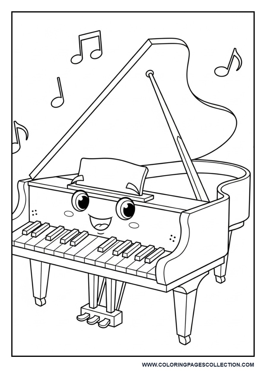 Piano Keyboard Coloring Page